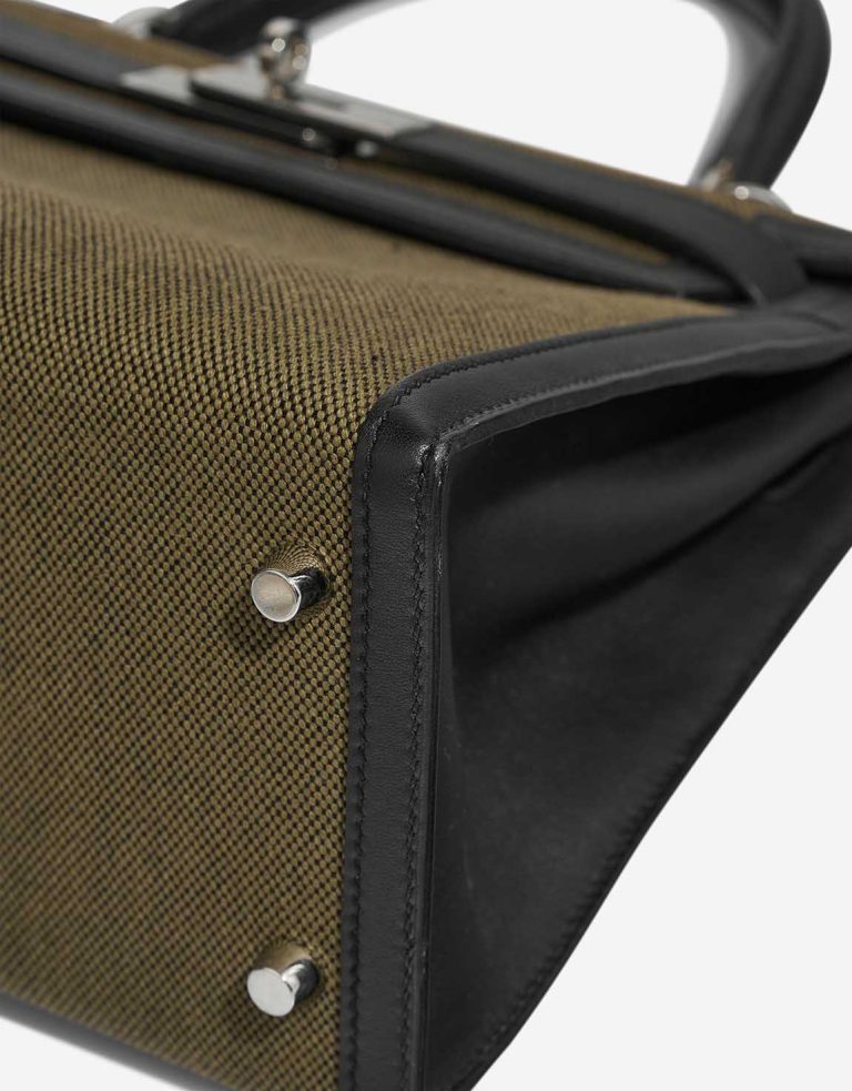 Hermes Kelly 28 Swift / Toile H Black / Vert Militaire  Signs of wear | Sell your designer bag