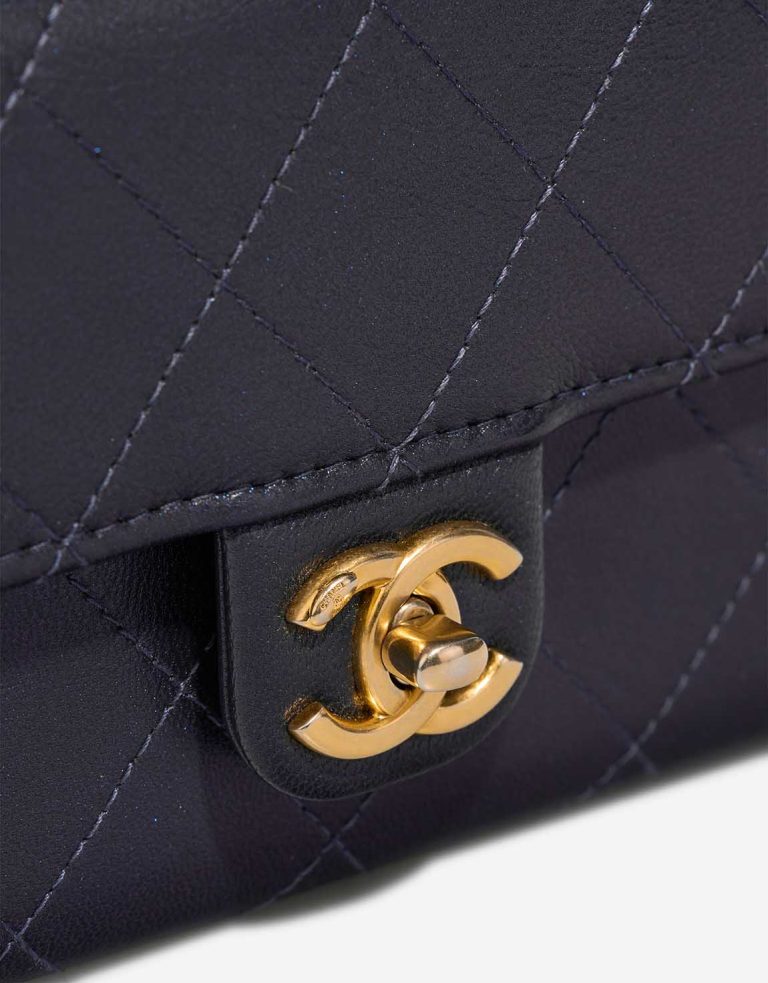 Chanel Wallet On Chain Timeless Lamb Dark Blue Closing System | Sell your designer bag