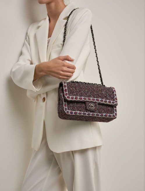 Chanel Timeless Medium Tweed Grey on Model | Sell your designer bag