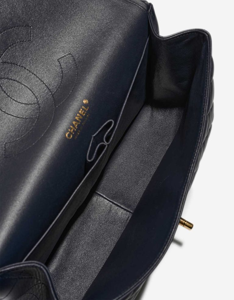 Chanel Timeless Jumbo Lamb Dark Blue Inside | Sell your designer bag