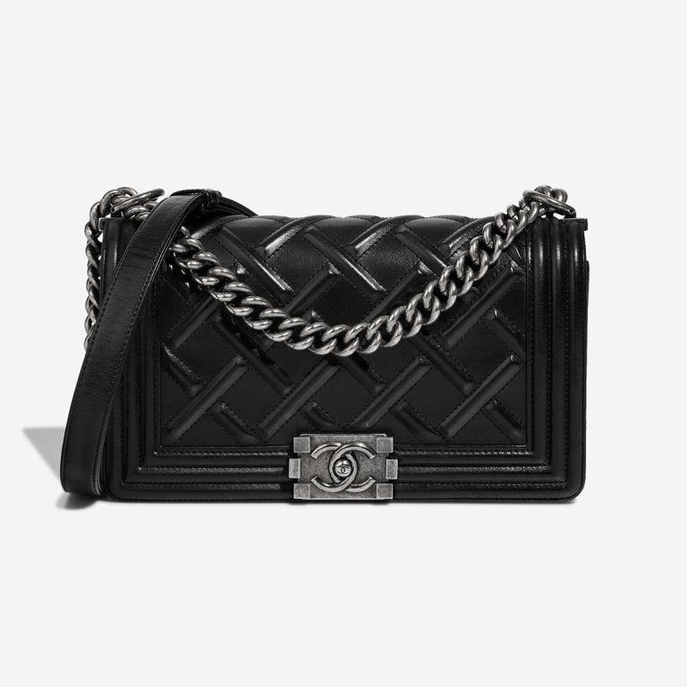 Chanel Boy Old Medium Lamb Black Front | Sell your designer bag