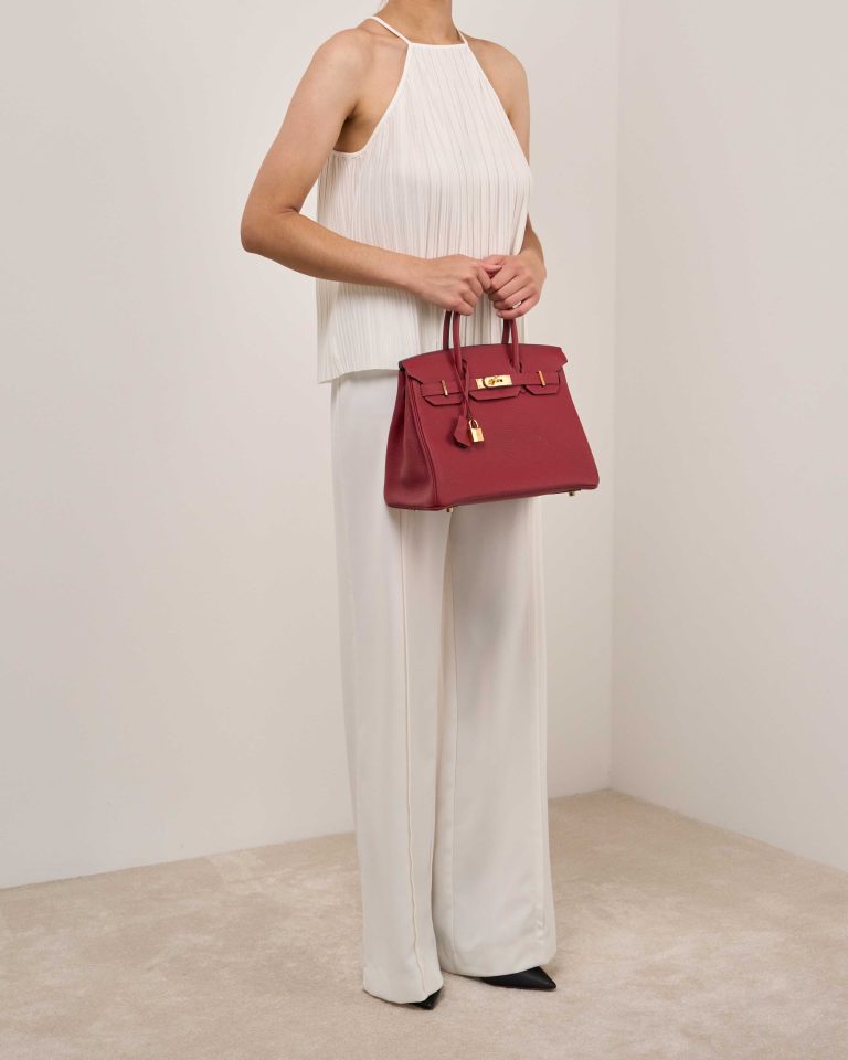 Hermès Birkin 30 Togo Rouge Grenat on Model | Sell your designer bag