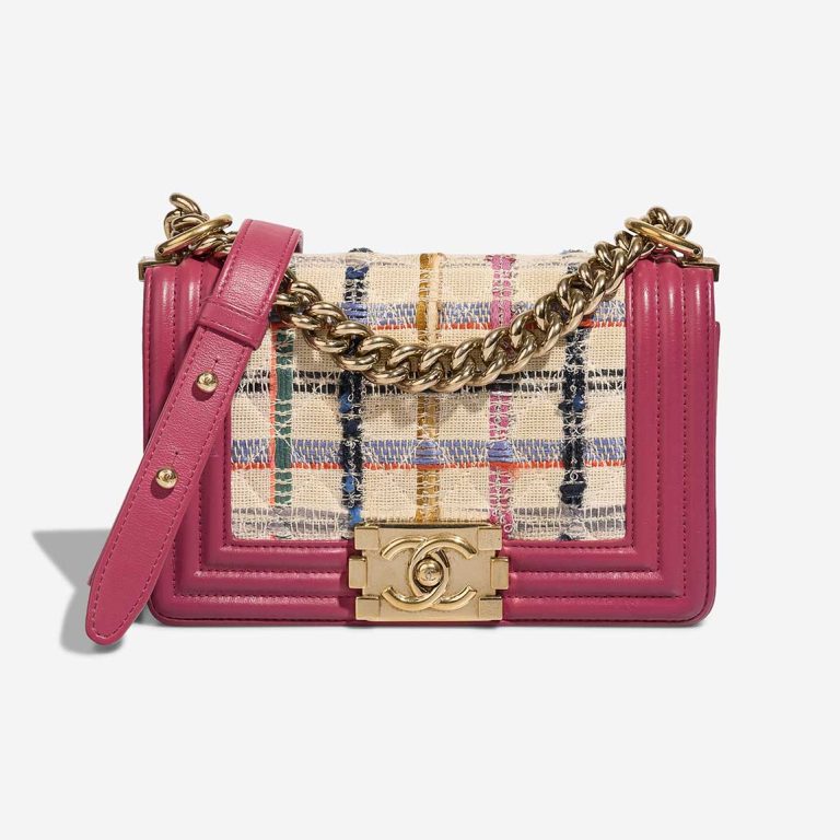 Chanel Boy Small Lamb / Tweed Pink / Beige / Multicolour Front | Sell your designer bag