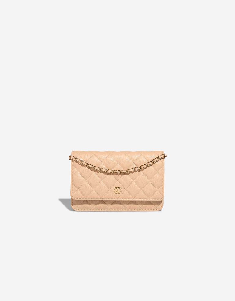 Chanel Wallet On Chain Caviar Beige Front | Sell your designer bag