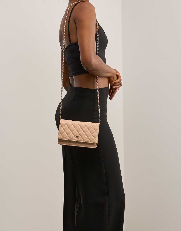 Chanel Wallet On Chain Caviar Beige on Model | Sell your designer bag