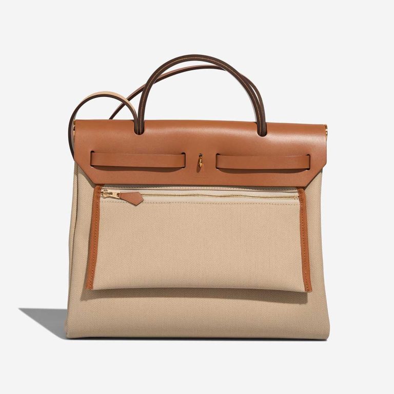 Hermès Herbag 31 Toile Militaire / Vache Hunter Béton / Naturel | Sell your designer bag