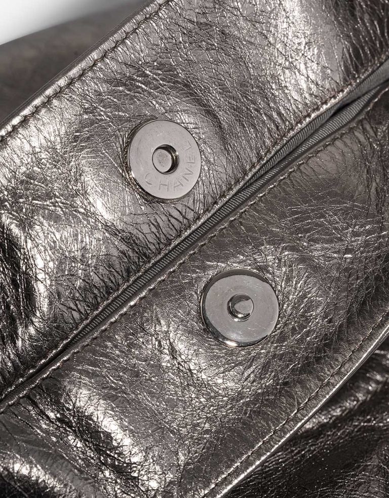 Chanel Shopping Tote Crinkled Calf Silver Metallic Closing System | Sell your designer bag