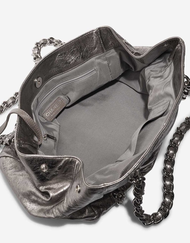 Chanel Shopping Tote Crinkled Calf Silver Metallic Inside | Sell your designer bag