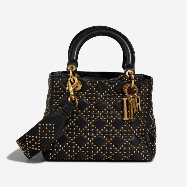 Dior Lady Medium Kalbsleder Black Front | Verkaufen Sie Ihre Designertasche
