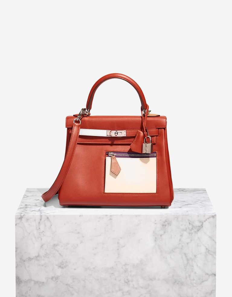 Hermès Kelly 25 Colormatic Swift Cuivre / Nata / Bleu Brume / Chai / Lime Front | Sell your designer bag