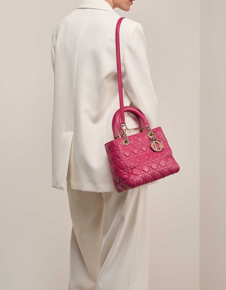Dior Lady Medium Lamb Pink on Model | Sell your designer bag