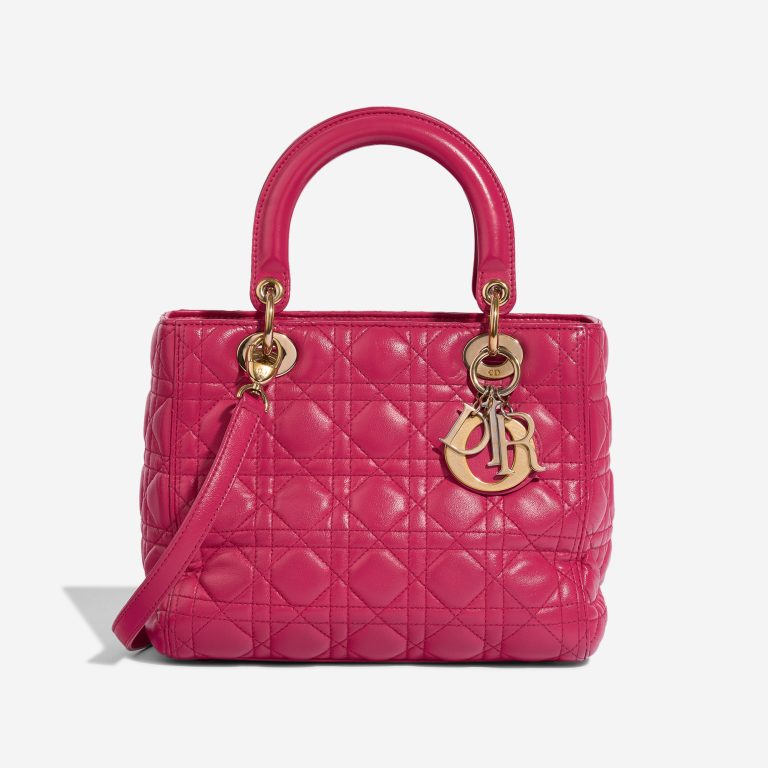 Dior Lady Medium Lamb Pink Front | Sell your designer bag