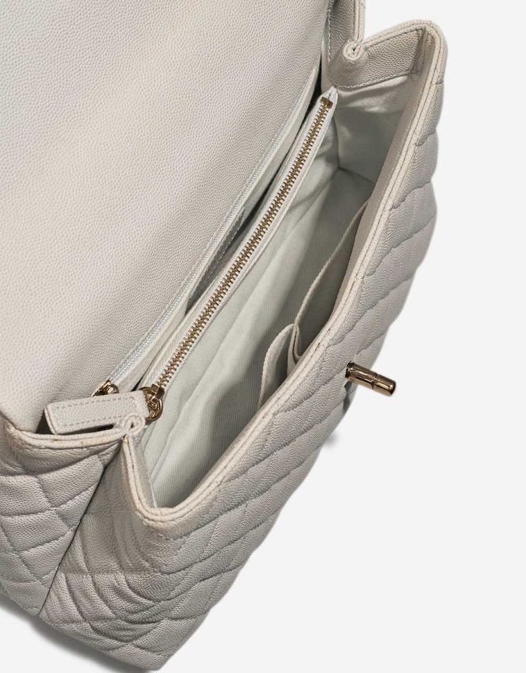 Chanel Timeless Handle Medium Caviar Light Grey Inside | Sell your designer bag