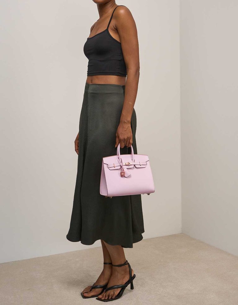 Hermès Birkin HSS 25 Epsom Mauve Pâle / Rose Sakura on Model | Sell your designer bag