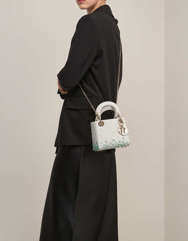 Dior Lady Mini White on Model | Sell your designer bag