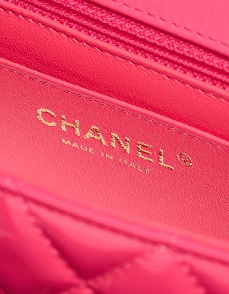Chanel Timeless Mini Rectangular Patent Neon Pink Logo | Sell your designer bag