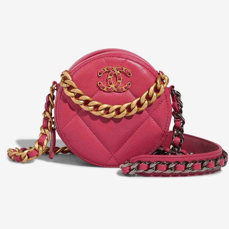 Chanel 19 Round Clutch Lamb Pink Front | Sell your designer bag