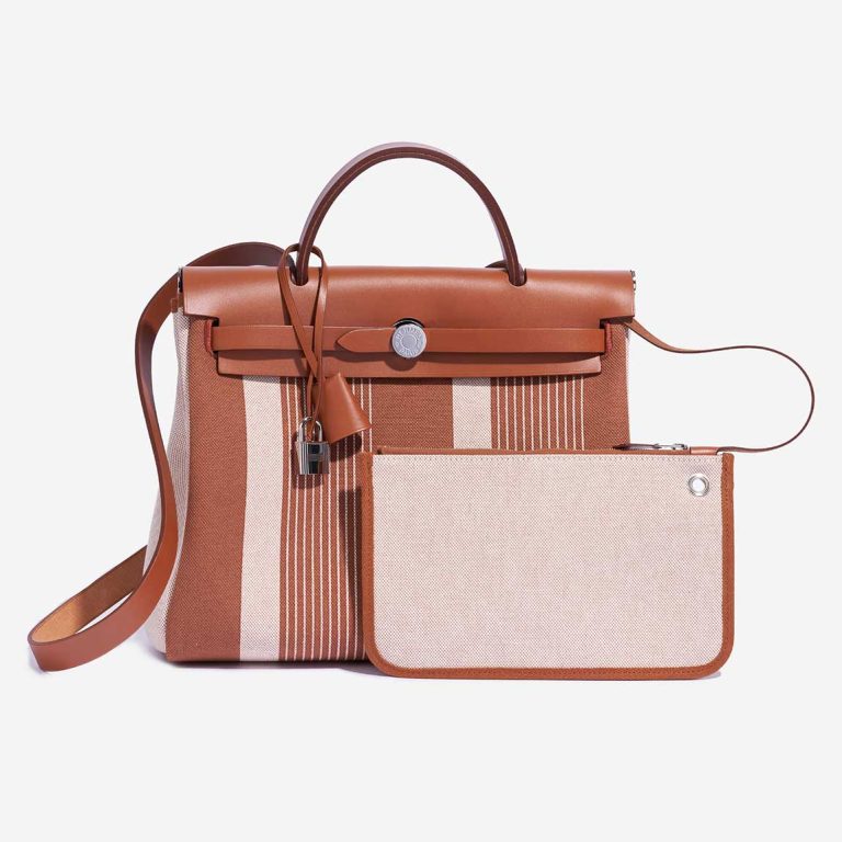 Hermès Herbag 31 Vache Hunter / Toile H Vibration Fauve / Écru / Beige Front | Sell your designer bag