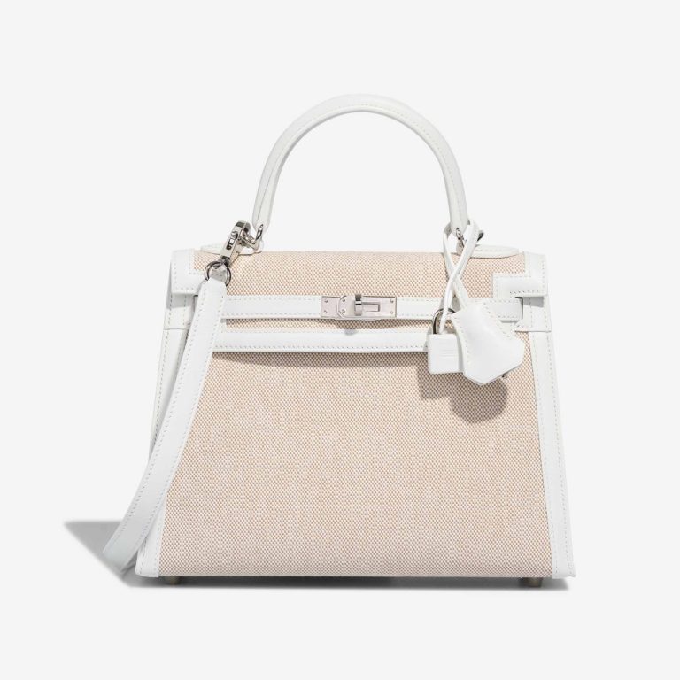 Hermès Kelly 25 Swift / Toile New White / Écru / Beige Front | Sell your designer bag