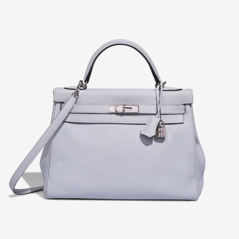 Hermès Kelly 32 Taurillon Clémence Bleu Pale Front | Sell your designer bag