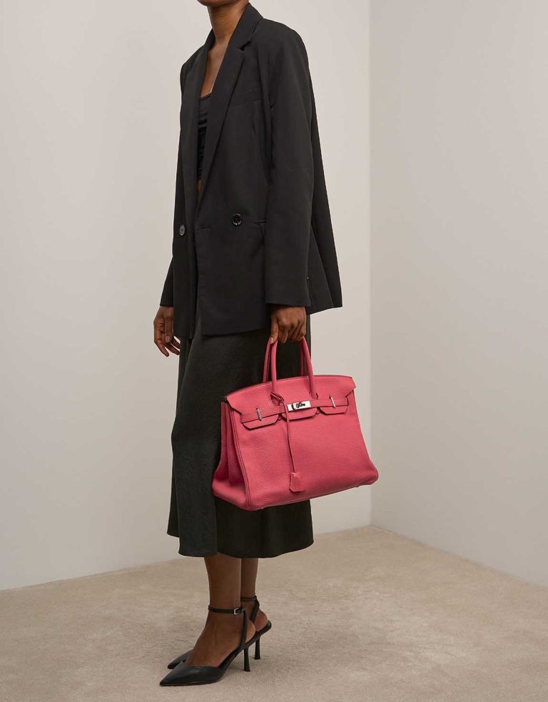 Hermès Birkin 35 Clémence Rose Lipstick on Model | Sell your designer bag