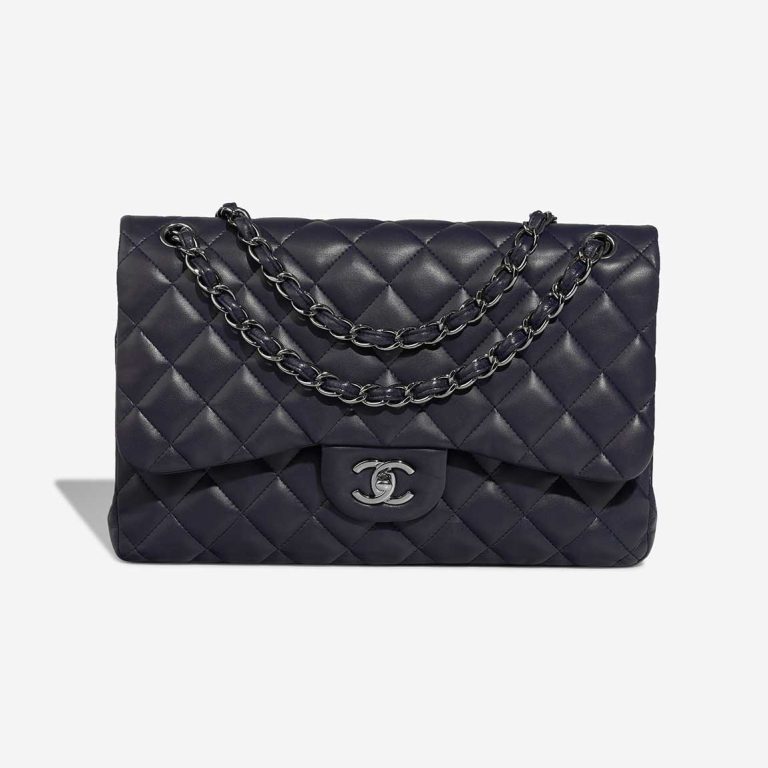 Chanel Timeless Jumbo Lammleder Dunkelblau Front | Verkaufen Sie Ihre Designer-Tasche