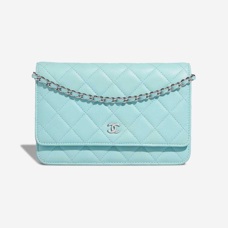 Chanel Timeless Wallet On Chain Lamb Blue Front | Sell your designer bag