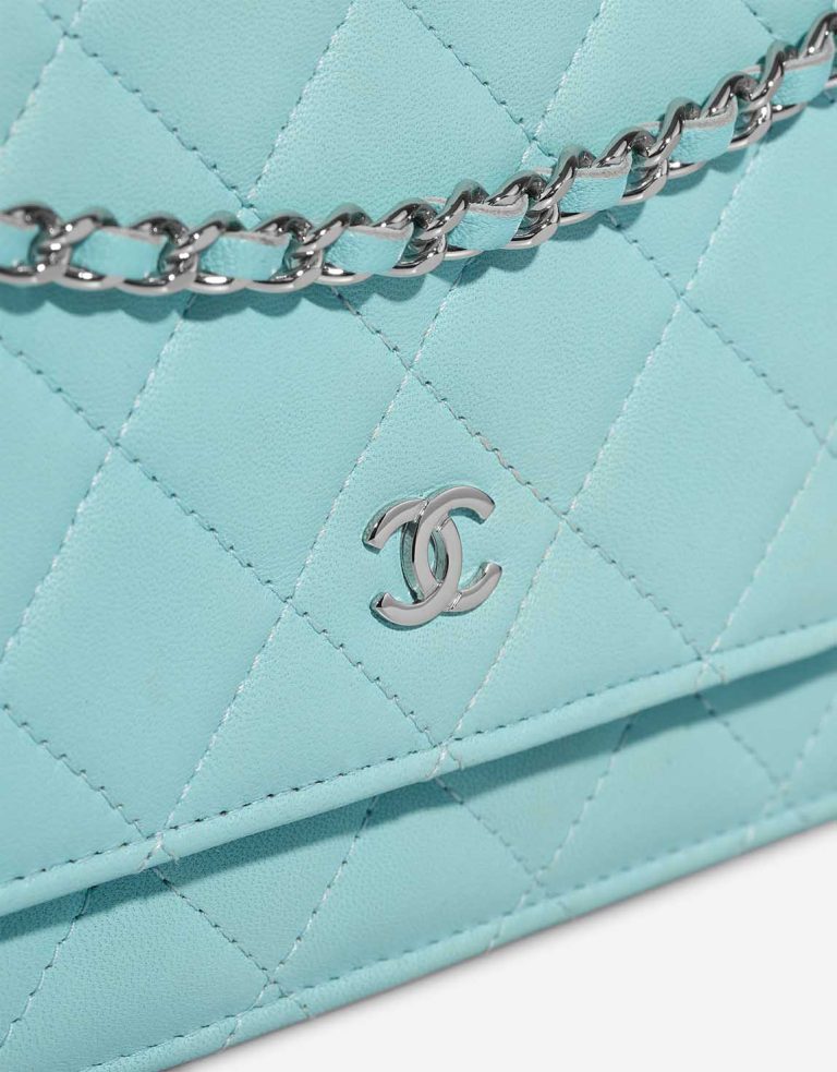 Chanel Timeless Wallet On Chain Lamb Blue Closing System | Sell your designer bag