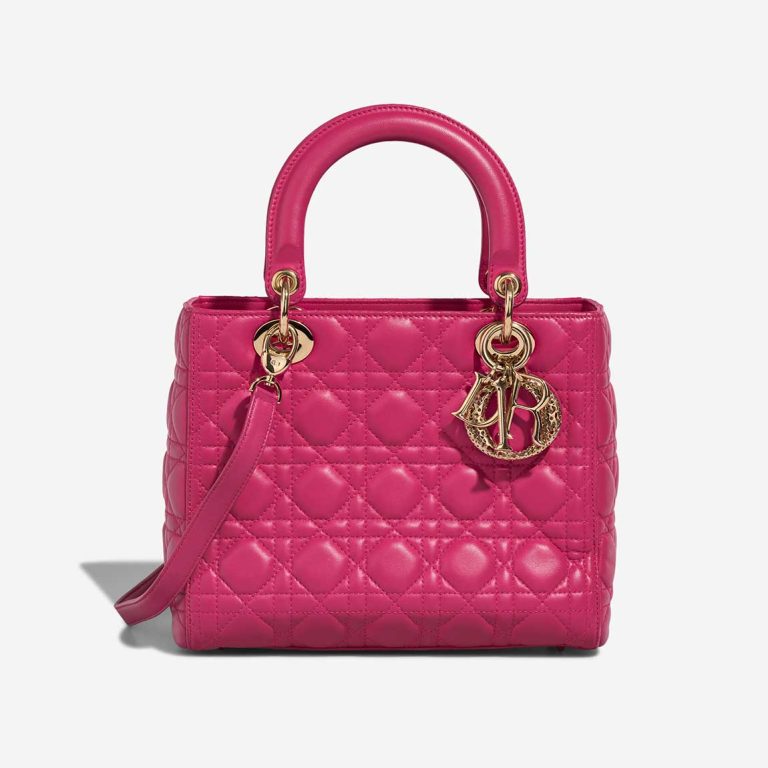 Dior Lady Medium Lamb Pink Front | Sell your designer bag