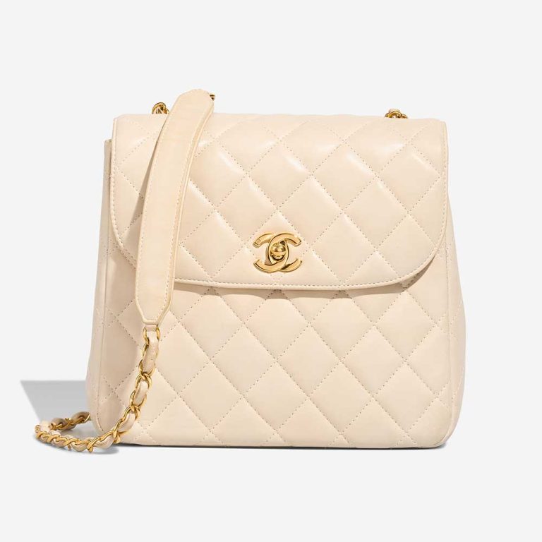 Chanel Flap Bag Medium Lamb Cream Front | Sell your designer bag