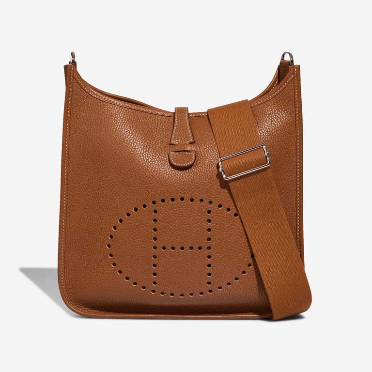 Hermès Evelyne 29 Taurillon Clémence Gold Front | Sell your designer bag