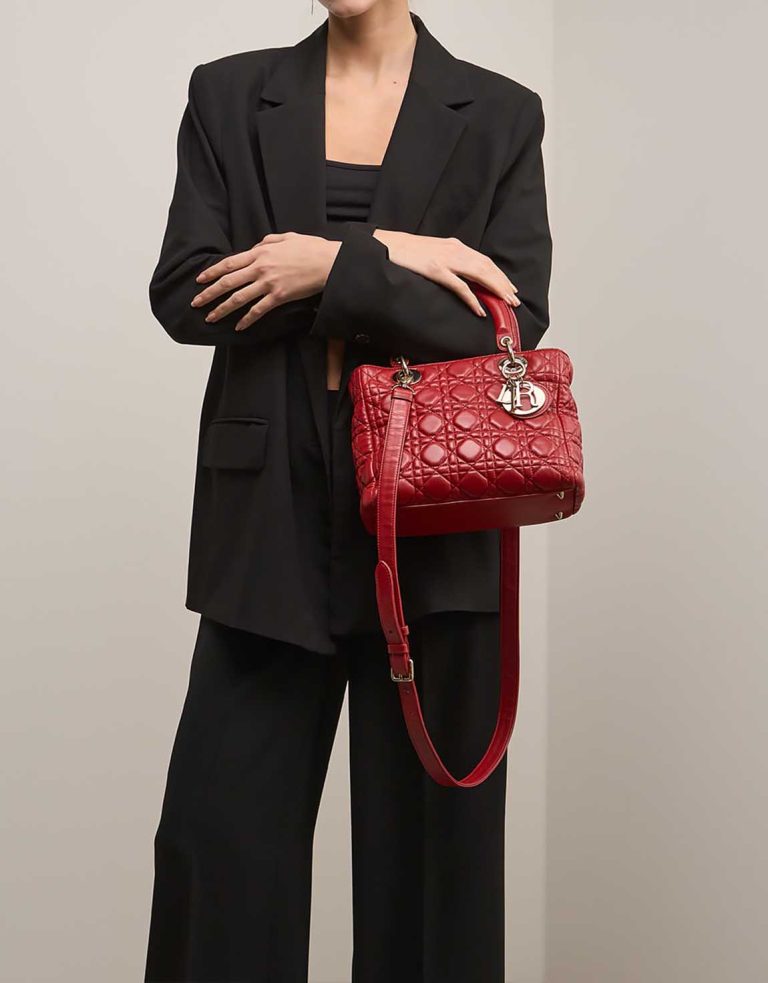 Dior Lady Medium Calf Red on Model | Sell your designer bag