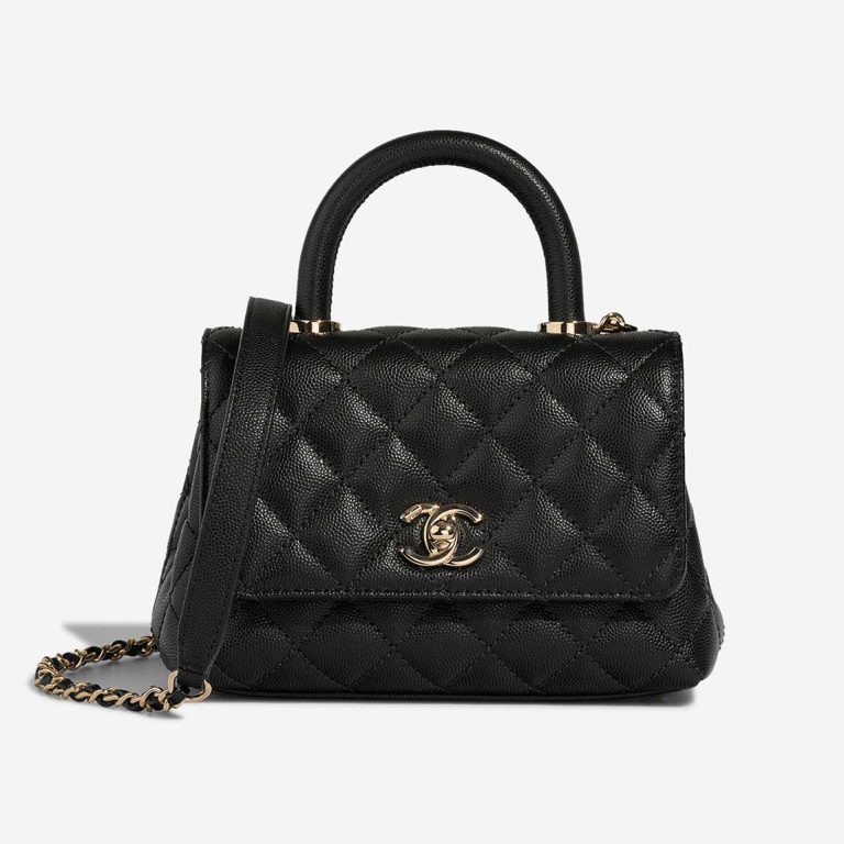 Chanel Timeless Handle Mini Square Caviar Black Front | Sell your designer bag