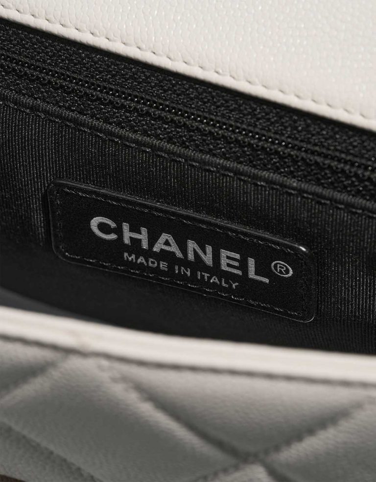 Chanel Flap Bag Medium  Caviar White Logo | Sell your designer bag