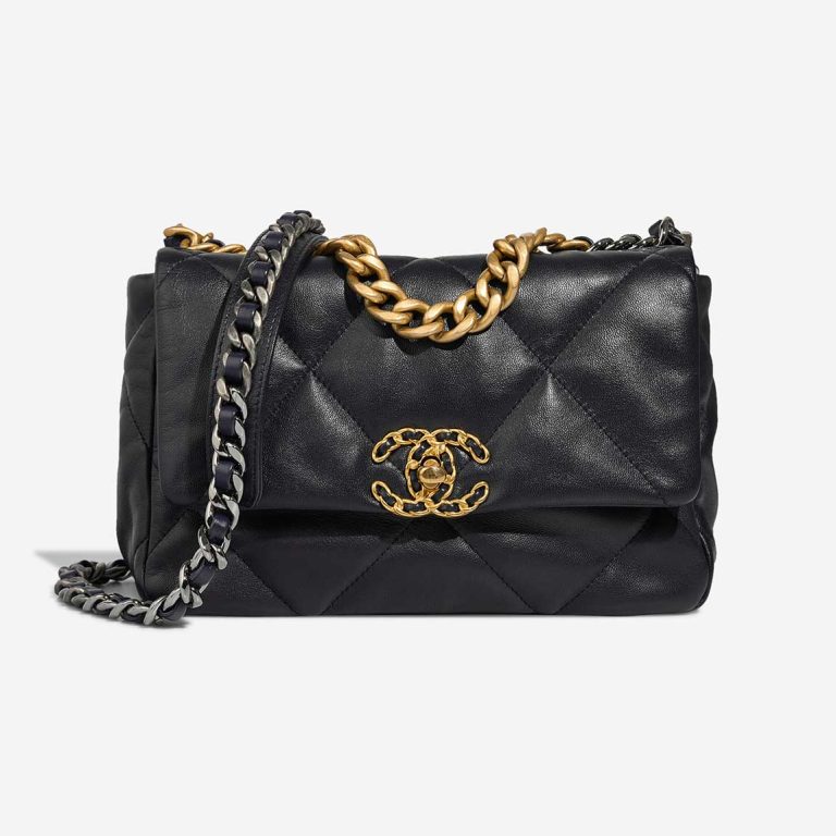 Chanel 19 Flap Bag Lamb Dark Blue Front | Sell your designer bag