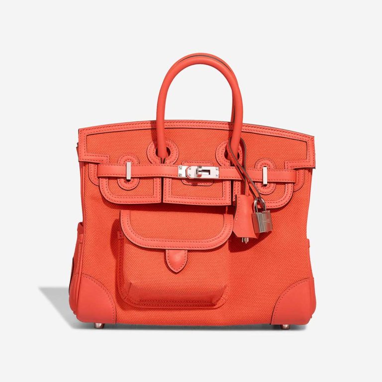 Hermès Birkin Cargo 25 Toile Goeland / Swift Orange Field Front | Sell your designer bag