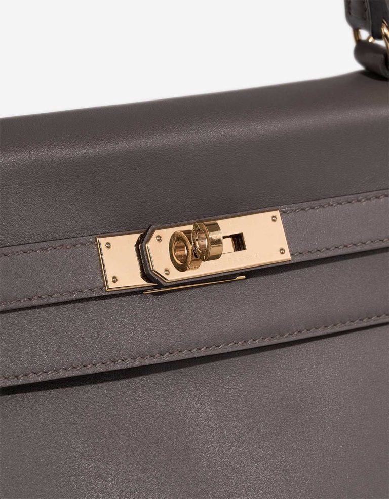 Hermès Kelly HSS 32 Swift Gris Meyer / Rouge Grenat Closing System | Sell your designer bag