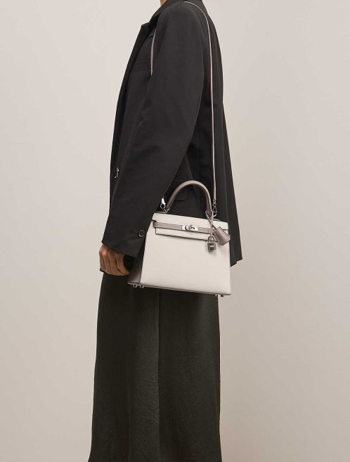 Hermès Kelly 25 Epsom Craie / Gris Asphalte Front | Sell your designer bag