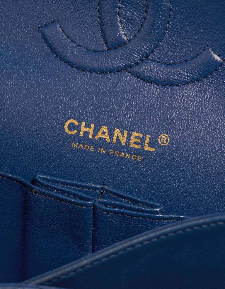 Chanel Timeless Medium Lamb Dark Blue Logo | Sell your designer bag