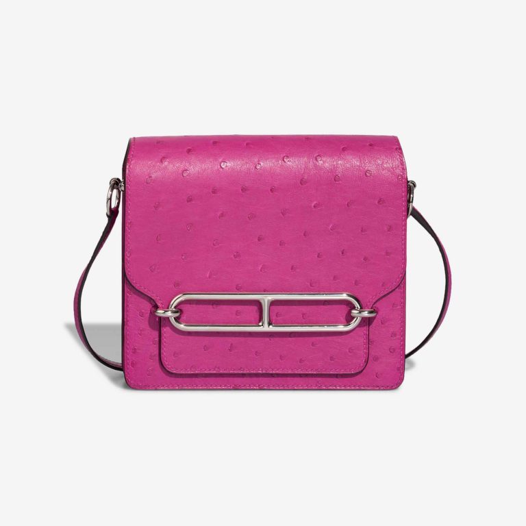 Hermès Roulis 18 Ostrich Rose Pourpre Front | Sell your designer bag