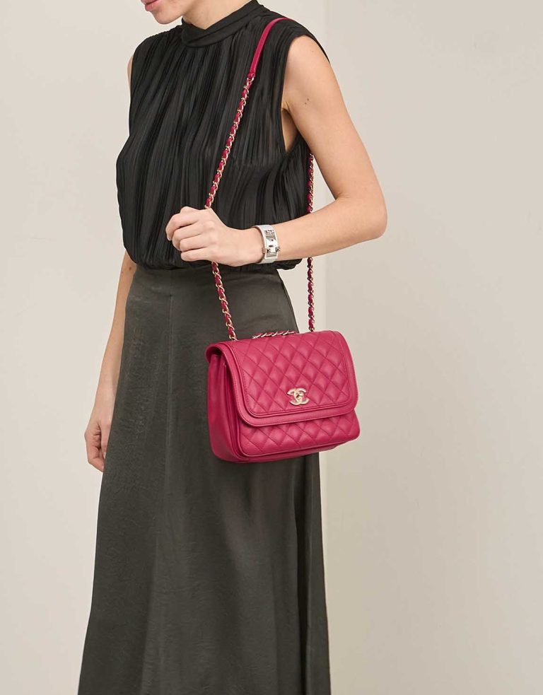 Chanel Lovely Day Flap Bag Medium Lamb Pink on Model | Sell your designer bag