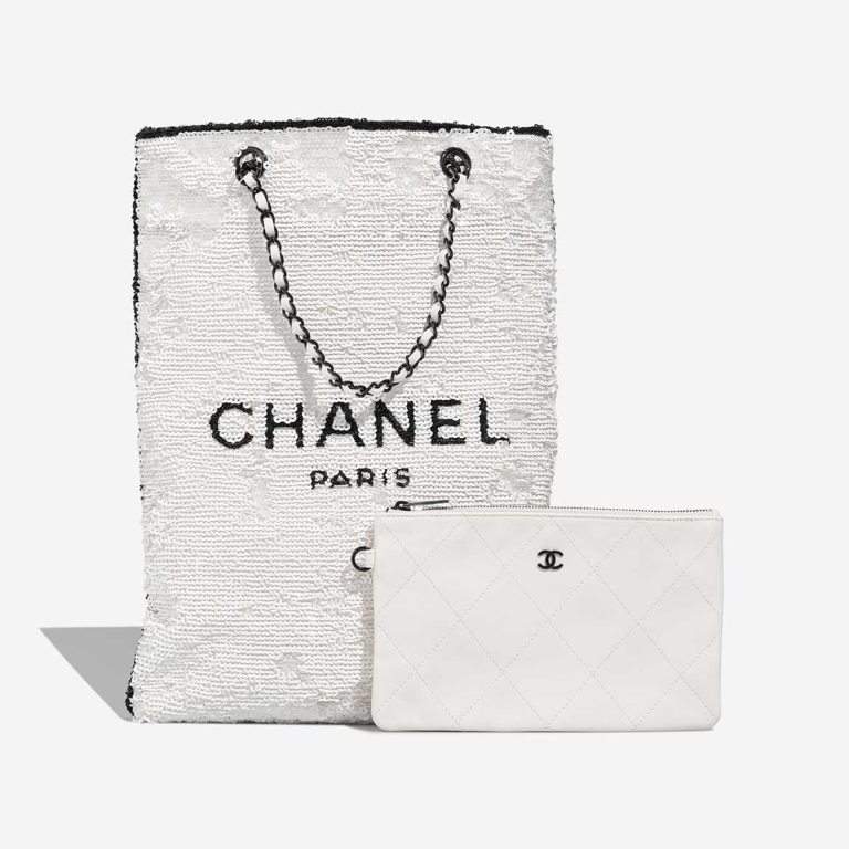 Chanel Tote Bag Large Sequins White / Black Front | Sell your designer bag