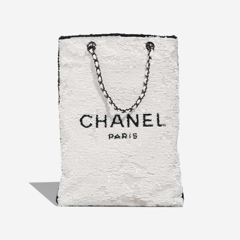 Chanel Tote Bag Large Sequins White / Black Front | Sell your designer bag