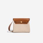 Hermès Herbag Mini Vache Hunter / Toile H Beige / Fauve / Écru Front | Sell your designer bag