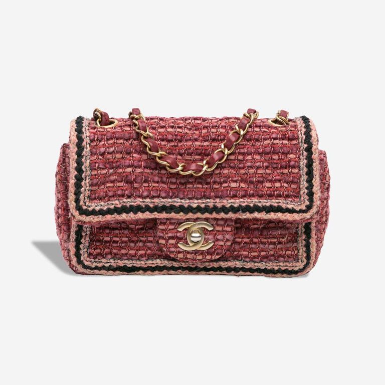 Chanel Timeless  Mini Rectangular Tweed Red / Rose / Black Front | Sell your designer bag
