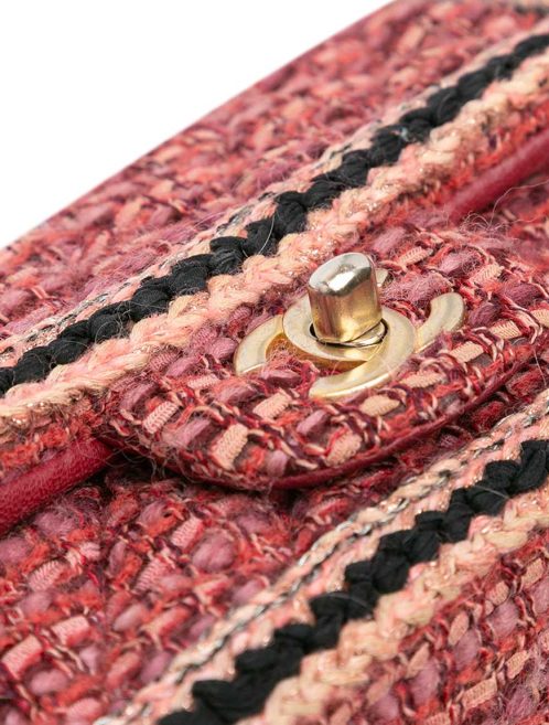 Chanel Timeless  Mini Rectangular Tweed Red / Rose / Black Closing System | Sell your designer bag