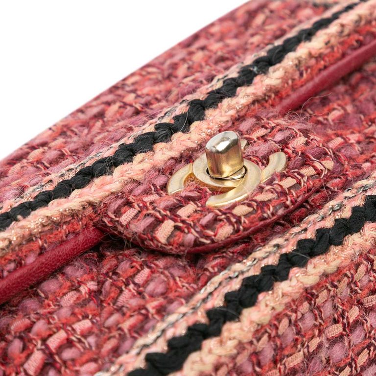Chanel Timeless  Mini Rectangular Tweed Red / Rose / Black Front | Sell your designer bag