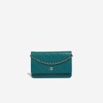 Chanel Timeless Wallet On Chain Lamb Petrol Blue Front | Sell your designer bag