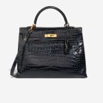 Hermès Kelly 35 Porosus Crocodile Bleu Marine Front | Sell your designer bag