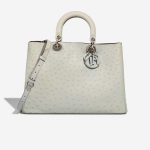 Dior Diorissimo Large Ostrich Grey Blue Front | Sell your designer bag